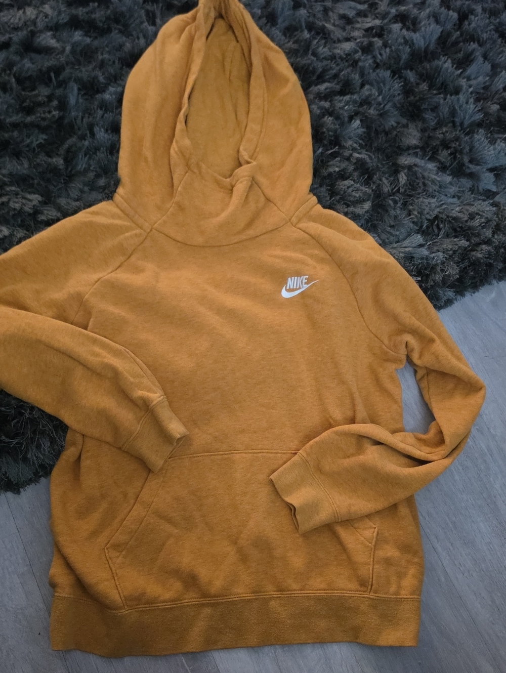 Nike Women's Mustard Yellow Hooded Pullover Sweatshirt